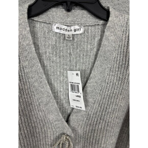Madden Girl Women's Juniors' Bling Bow Long-Sleeve Ribbed Cardigan Large NWT's. - Picture 7 of 8